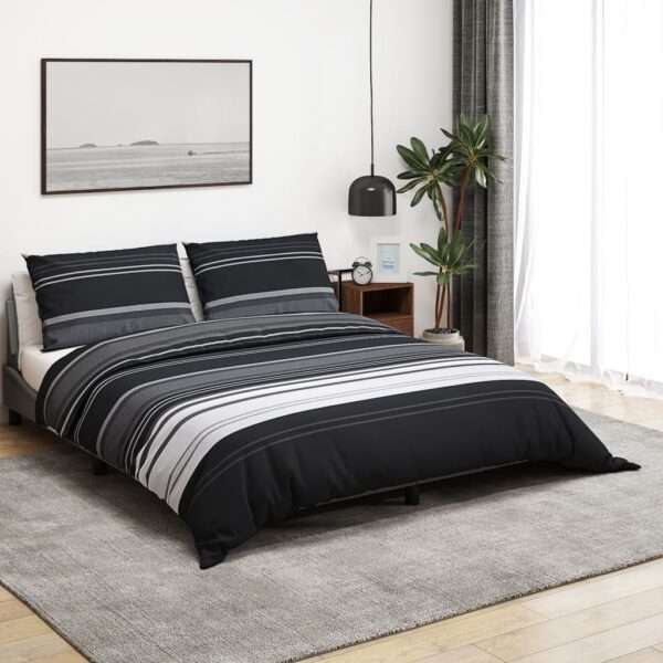 Tekikotikomplekt Must Ja Valge 200 X 200 Cm, Puuvill Mustad Triibud