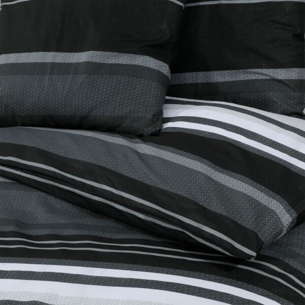 Voodipesukomplekt, Must Ja Valge 260 X 220 Cm, Puuvill Mustad Triibud - Image 5