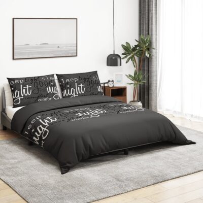 Tekikotikomplekt Must 200 X 200 Cm, Puuvill Must Ja Valge