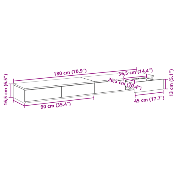 Voodi sahtlid, Valge, 180X36,5X16,5cm, Tehispuit - Image 11